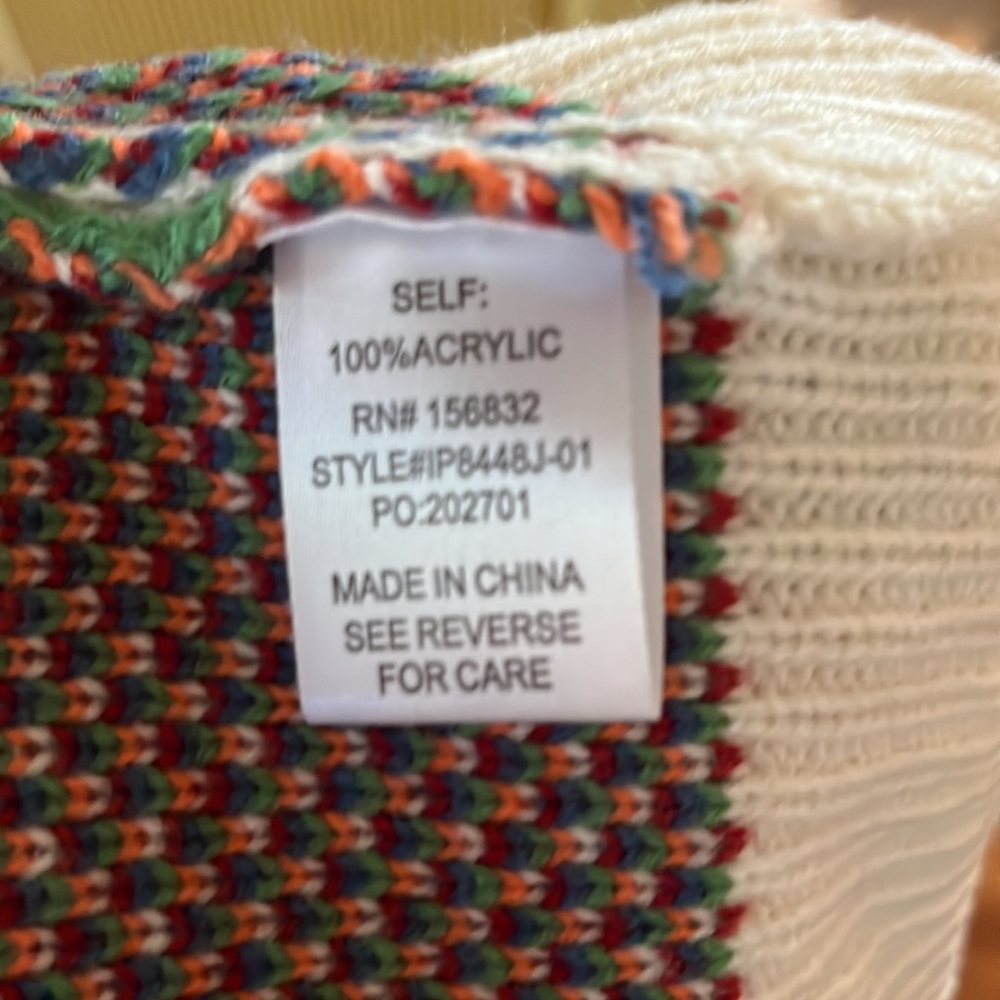 New Crew Neck Ivory Floral Knit Sweater with Red, Blue, Green, Orange Flowers - Picture 12 of 17